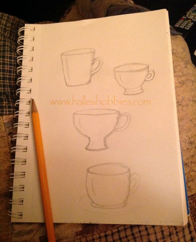 sketching tea cups
